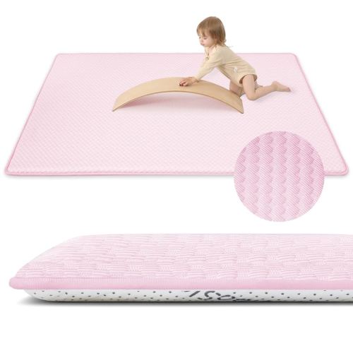 Baby Play Mat for Summer,1.3 Thick Memory Foam Cooling Floor Tummy Time Mat, Soft & Breathable, Non-Slip Rectangular for Toddlers’ Playtime & Rest(Pink,59"x79")