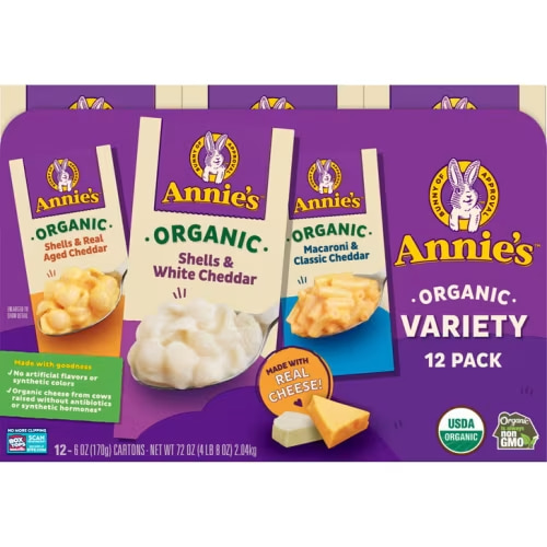 Annie's Organic Macaroni & Cheese Variety Pack, 6 oz, 12-count | Costco