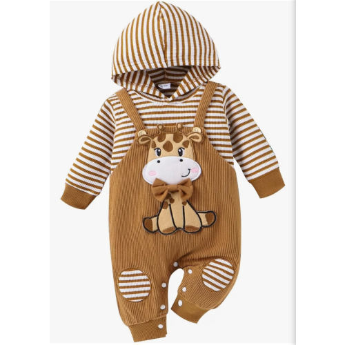 Baby Boy Clothes Newborn Hoodie Romper Fall Winter One-piece Outfit Infant Cute Cartoon Clothing Set 0-18 Months