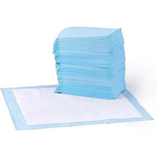 Amazon Basics Dog and Puppy Pee Pads, 5-Layer Leak-Proof Super Absorbent, Quick-Dry Surface, Potty Training, Regular (22x22"), 50 Count, Blue & White