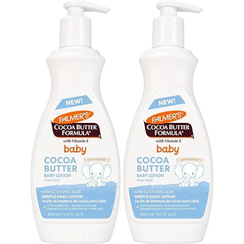 Palmer's Baby Lotion, Cocoa Butter Formula Body Lotion, 13.5 Fl Oz, Gentle Baby Moisturizer for Delicate Skin with Vitamin E & Aloe, Hypoallergenic, 48Hr Moisture, Dermatologist Tested Baby Essentials