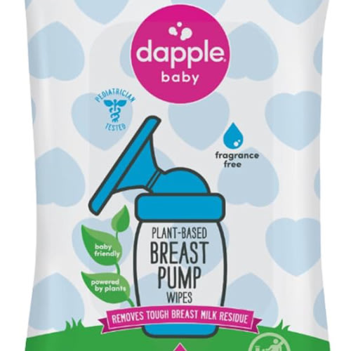 Breast Pump Wipes by Dapple Baby, Hypoallergenic & Powered by Plants, Removes Milk Residue, Leaves No Taste, Convenient Wipes Pouch, Fragrance Free, 25 Count (Pack of 1)