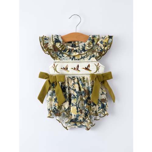PREORDER Duck Smocking Embroidery Baby Girls Camouflage Romper – The Rocking Horse Co.