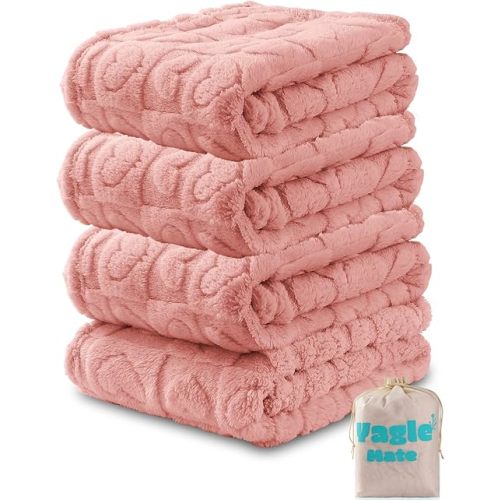 4 Pcs Baby Blankets,Fleece Checkered Blanket, Fluffy Small Crib Blankets for Girls, Toddler Receiving Blankets 30×40 Sakura Pink