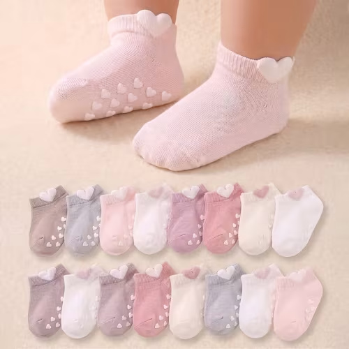 6 pair random 3d heart anti slip dot grip childrens socks - Temu