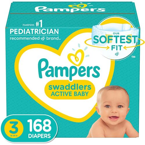 Diapers Size 3, 168 Count - Pampers Swaddlers Disposable Baby Diapers, (Packaging May Vary)