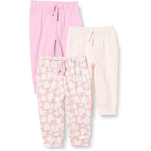 Amazon Essentials Baby Girls' Cotton Pull-On Pants, Multipacks