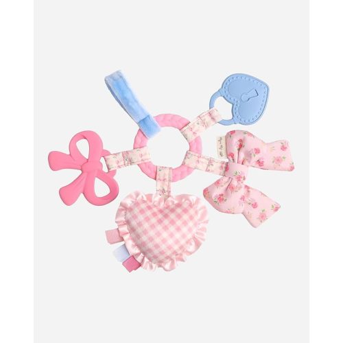 Itzy Ritzy Teething Activity Toy - Bitzy Busy Ring Car Seat Toy (Pink Bow)