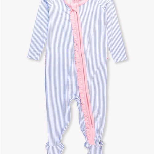Ruffle One Piece Footie Pajama, Bamboo Viscose