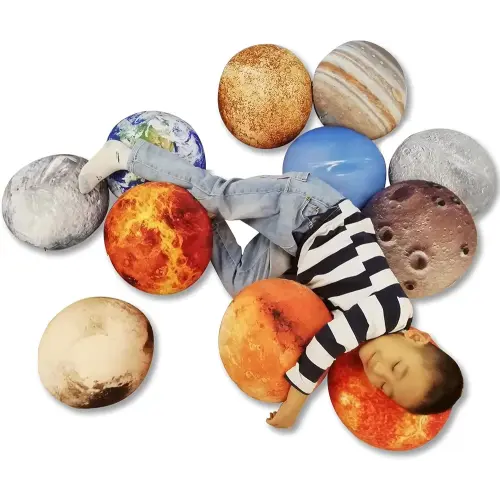 11 Piece Set Space Planet Throw Pillow Covers Solar System Universe Planet Image Decorative Cushion Cover Round Pillow Case 3D Home Decor Pillows Covers 10X10Inch