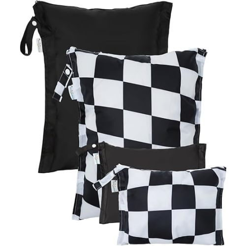 babygoal Wet Dry Bags 4 Pack, Waterproof Reusable Travel Bags for Swimsuits, Baby Cloth Diapers, Beach, Pool, Gym Bag & Wet Clothes