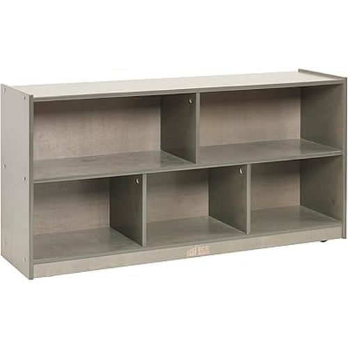 ECR4Kids 5-Compartment Mobile Storage Cabinet, Toddler, Classroom Furniture, Grey Wash