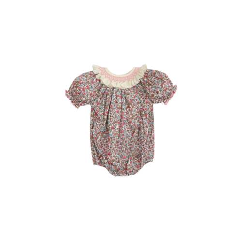 Girly vintage flowery girl bubble with cream ruffle