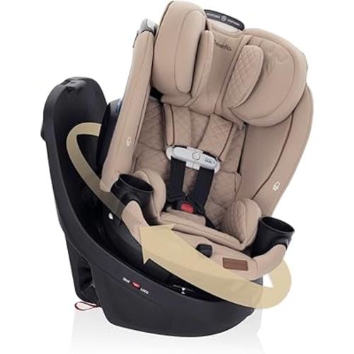 Evenflo Revolve360 Slim 2-in-1 Rotating Car Seat with Green & Gentle Fabric (Travertine)