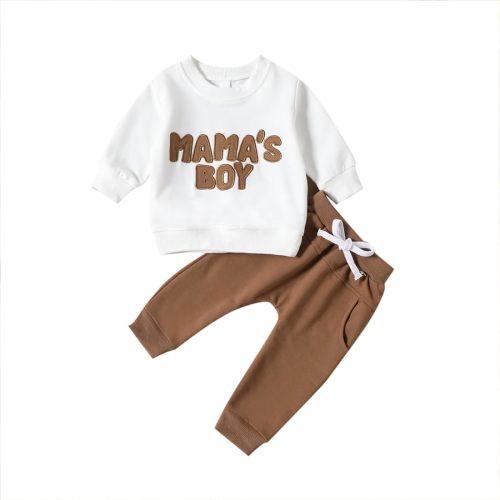 Toddler Baby Boy Outfits Newborn Letters Sweatshirt Clothes Infant Fall Winter Tops Elastic Waist Sweatpants Sets