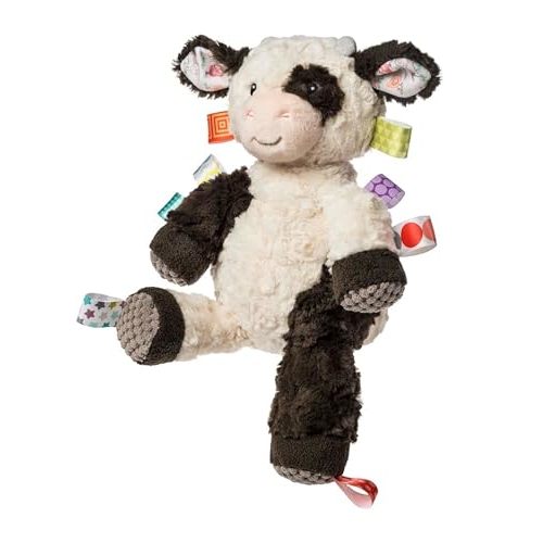Taggies Stuffed Animal Huggable Plush Soft Toy with Sensory Tags, 10-Inches, Buttercup Cow