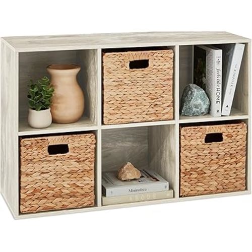 Best Choice Products 6-Cube Storage Organizer, 11in Shelf Opening, Bookcase, Display Shelf, Customizable w/ 3 Removable Back Panels – Whitewash