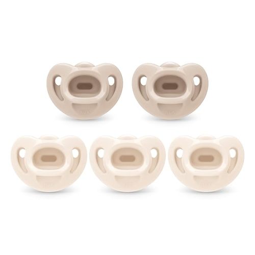NUK 100% Silicone Comfy Orthodontic Pacifiers, 0-6 Months, Neutral Fashion, Timeless Collection, 5 Count