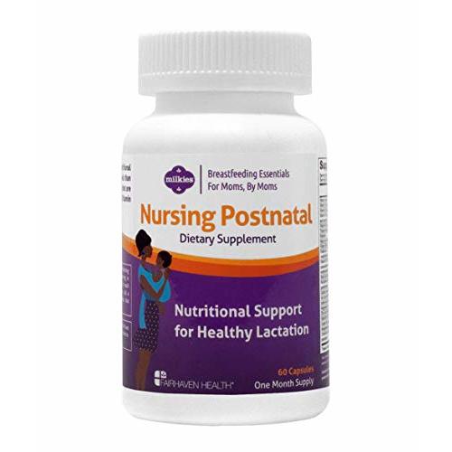 Milkies Fairhaven Health Nursing Postnatal Vegetarian Supplement for Breastfeeding Women with Vitamin D and B, Nutritious Breast Milk Multivitamin - Gluten and Dairy Free - 1 Month Supply