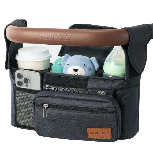 Momcozy Universal Baby Stroller Organizer for Infants & Toddlers with Insulated Cup Holder, Detachable Phone Bag & Shoulder Strap, Black Plaid - Walmart.ca