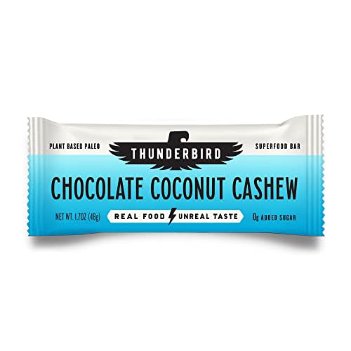 Thunderbird Bars Energy Snack, Gluten-Free with Protein, Healthy Real Food, Vegan Paleo Non-GMO, No Added Sugar, Chocolate Coconut Cashew Flavor (12 Count, 1.7 oz. Bars)
