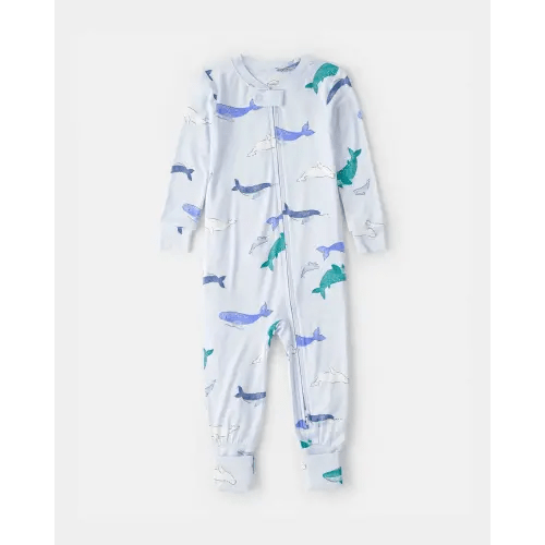 Baby Whale PurelySoft Snug Fit 1-Piece Pajama - Blue | Carter's
