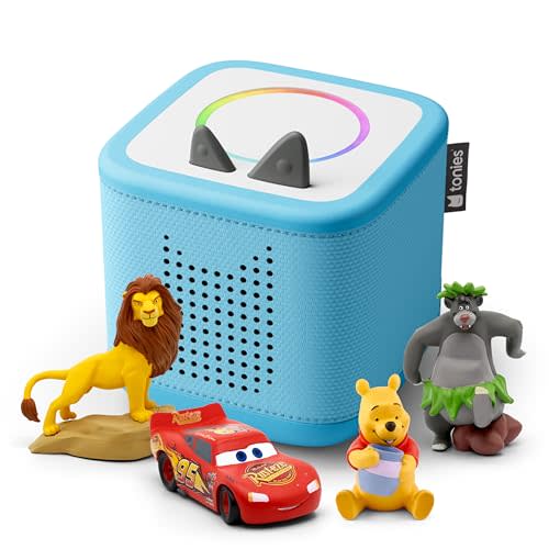 Toniebox 2 Audio Player Disney Bundle for Kids 3+ with Lightning McQueen, Simba, Winnie The Pooh, and Baloo - Sky Blue