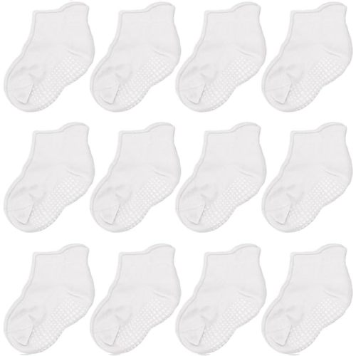 CozyWay Baby & Toddler Socks with Grippers Non Slip Ankle Grip Socks For Boys and Girls - Comfy Soft Cotton - 12 Pack