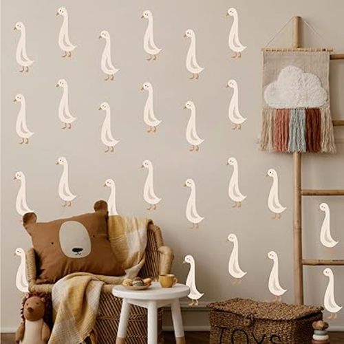 Cute Geese Wall Decals Peel and Stick Goose Decals for Wall Removable Boho Neutral Wall Stickers Funny Animals Duck Wall Stickers for Kids Room Bedroom Nursery Baby Room Decor