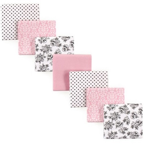 Hudson Baby Infant Girls Cotton Poly Flannel Receiving Blankets Bundle, Toile, One Size
