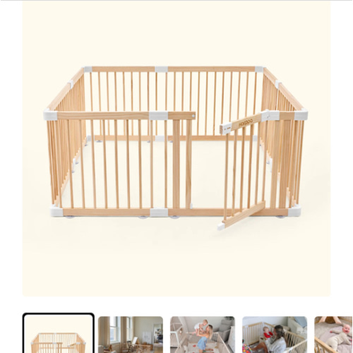 HARPPA Wooden Baby Gate Playpen | Non-Toxic Foldable DIY Adjustable Play Yard for Infants & Toddlers – Natural Finish Baby Fence for Small & Large Spaces