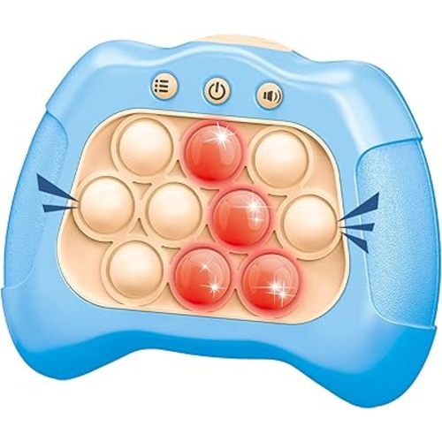 Pop Push Game Toy for Kids, Quick Fast Push Pop Puzzle Handheld Game Light up Fidget Toy 8-12, Bubble Sensory Toys Christmas Birthday Gifts for Kids Ages 3-12 (Light Blue)