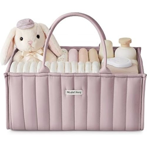 Blissful Diary Baby Diaper Caddy Organizer, Nursery Storage, Mauve Pink