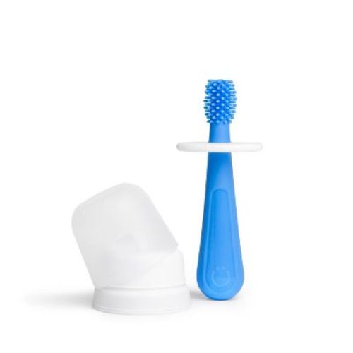 Ubbi 360° Baby Soft Manual Training Toothbrush with Safety Shield & Cover - Polaris Blue