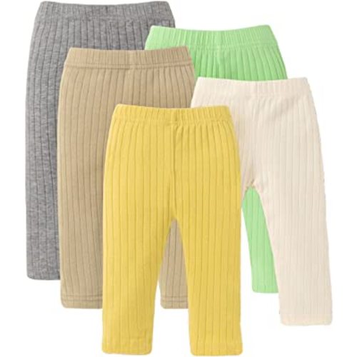 U·nikaka Unisex Baby 0-48 Months 5-Pack Pants in Grey White Black Orange and Pink
