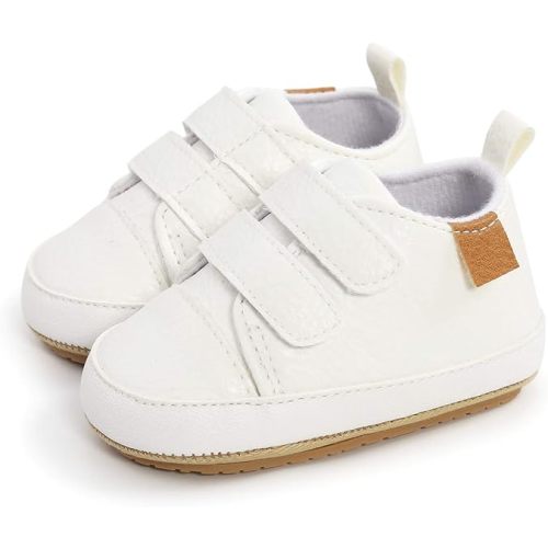 SOFMUO Baby Boys Girls High Top Ankle PU Leather Sneakers Soft Rubber Sole Infant Moccasins Newborn Oxford Loafers Anti-Slip Toddler Wedding Uniform Dress Shoes