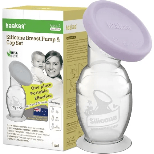 haakaa Silicone Breast Pump & Silicone Cap (Lavender) 5oz/150ml, Gen.2