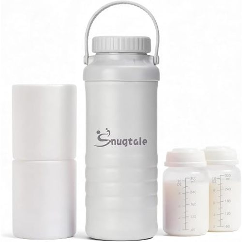 22oz Portable Breast Milk Cooler Bottle – Milk Cooler for Breastmilk, 24H+ Cooling, with 2 BPA-Free Bottles with Measurement Marks, Travel Essential for Outdoor Breastfeeding & Pumping
