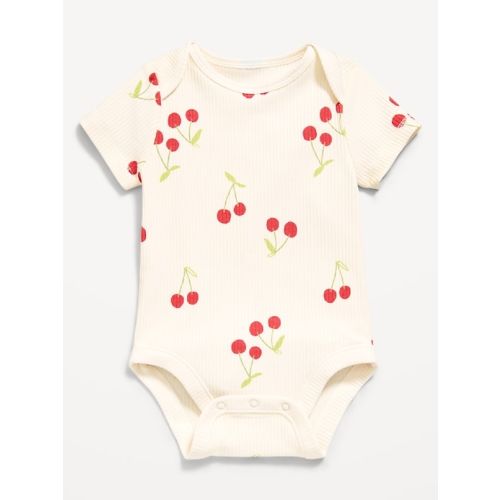 Printed Short-Sleeve Ribbed Bodysuit for Baby