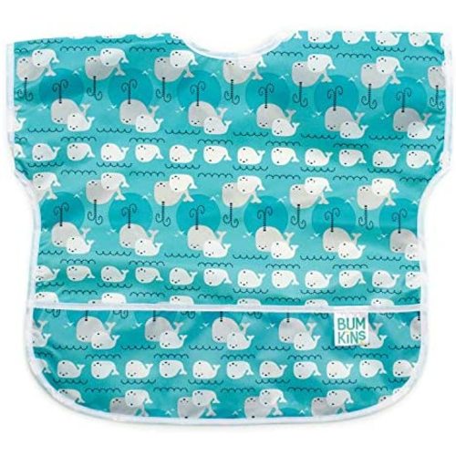 Bumkins Junior Bib / Short Sleeve Bib / Smock 1-3 Years, Waterproof, Washable, Stain and Odor Resistant – Whales Away