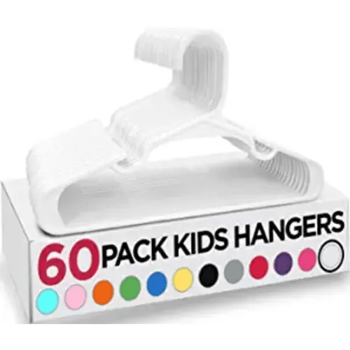 Utopia Home 60 Pack Kids Hangers - 11. 5 Inch Plastic Baby for Closet Childrens Clothes & Infant Ideal Everyday Standard Use (White) - Pack of 60
