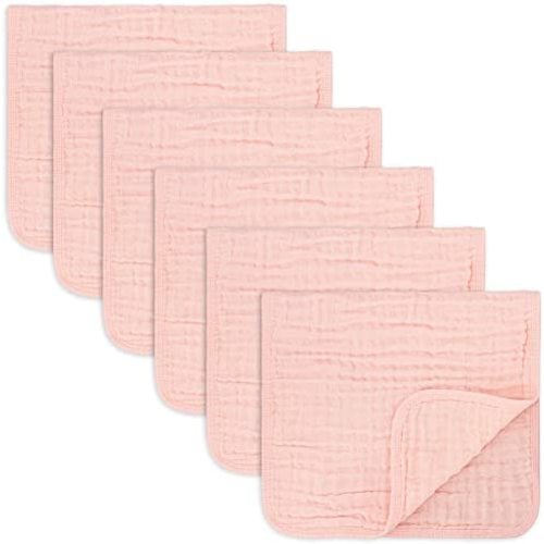 Muslin Burp Cloths 6 Pack Large 100% Cotton Hand Washcloths 6 Layers Extra Absorbent and Soft (Lace, Pack of 6)