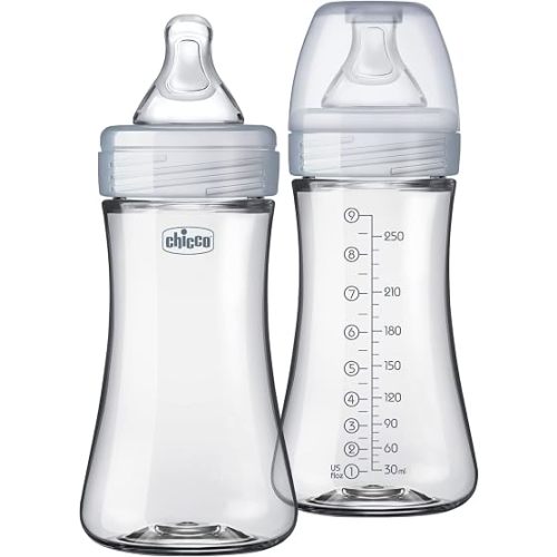 Chicco Duo Hybrid Baby Bottles, Glass Inside, Plastic Outside, 9oz, 2 Pack