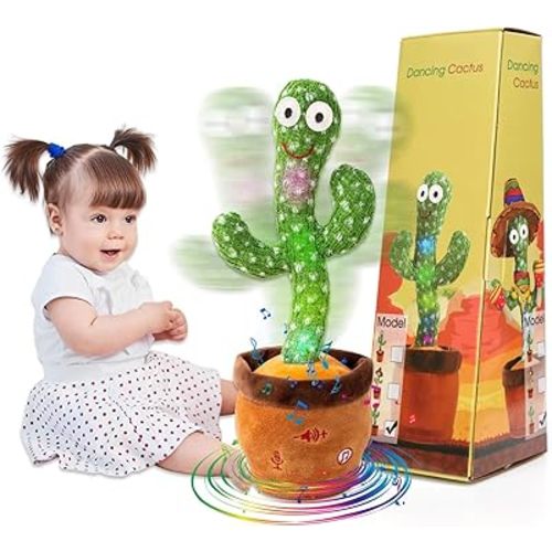MIAODAM Dancing Cactus Baby Toy, Volume Adjustable Singing Cactus Talking Cactus Toy for Boys Girls Gifts Recording Repeating What You Say, Glowing Dancing Cactus Toy Baby Toys