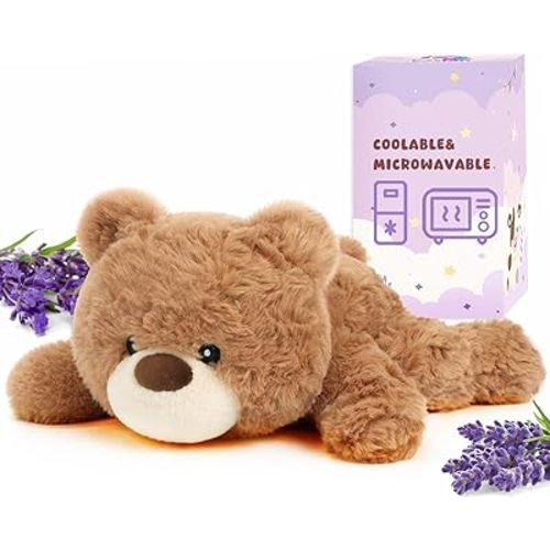 Easfan 12" Microwavable Bear Stuffed Animal Weighted Plush Toy for Kids 12"