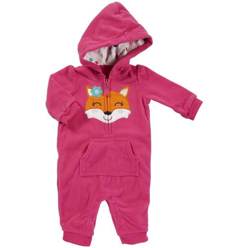 Carter's Infant Girls Fox Hooded Jumpsuit Hot Pink 3mos
