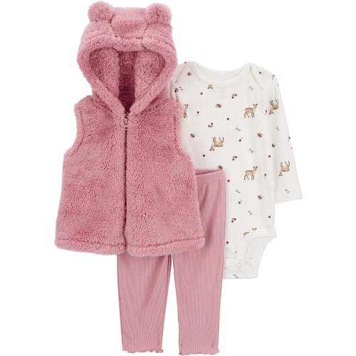 Carter's Child of Mine Baby Girl Vest Outfit Set, 3-Piece, Sizes 0/3-24 Months