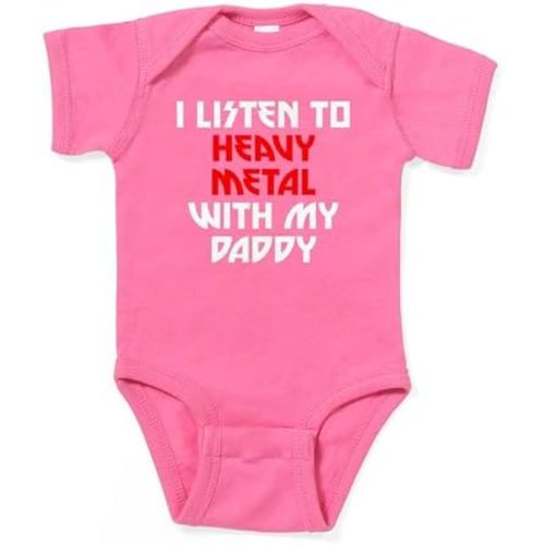 CafePress I Listen to Heavy Metal with My Daddy Baby Bodysui Cute Infant Bodysuit Baby Romper