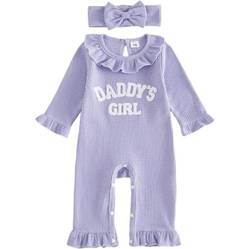 Infant Baby Girl Fall Outfit Romper Jumpsuits Newborn Waffle Clothes