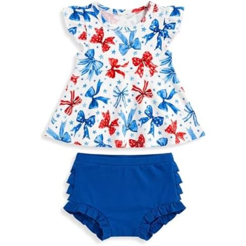 Bamboo Viscose Baby Girl Outfit Cap Sleeve Top with Bloomers 2 Piece Baby Girl Clothing Set